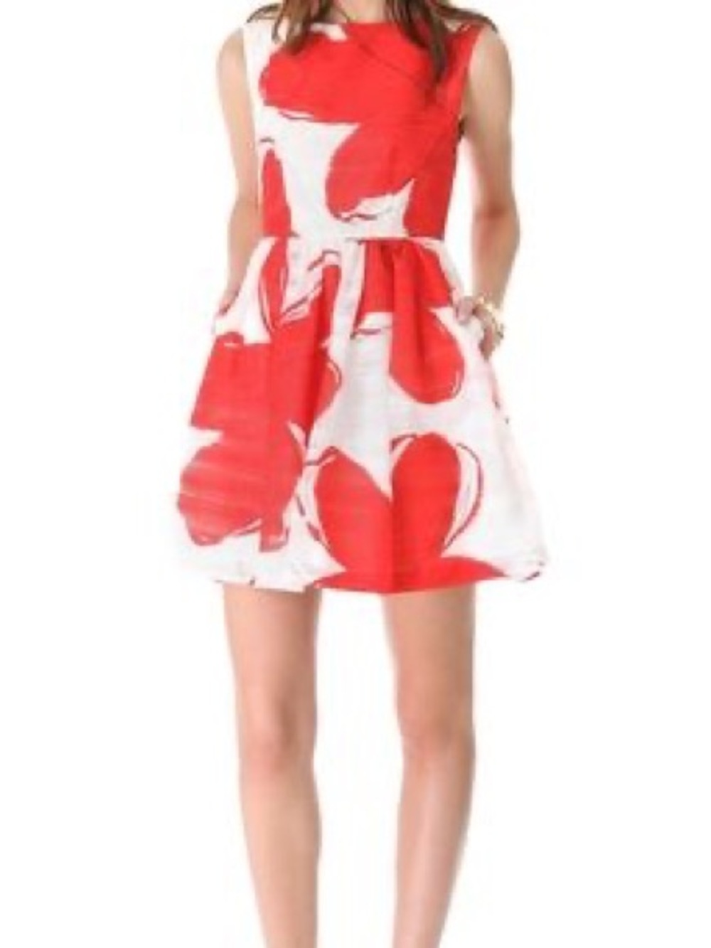 Alice + Olivia Red and White Floral Mini Dress
